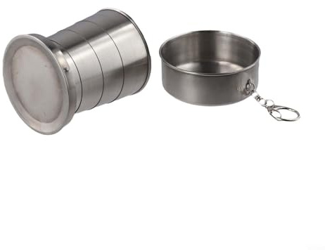 Tasse à café pliable de 250 ml avec couvercle, en acier inoxydable, pratique pour un usage quotidien au travail ou en voyage (grande taille de 250 ml)