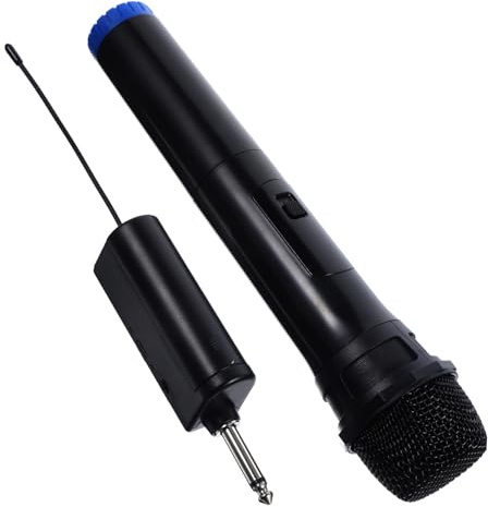SUPVOX Microfono Wireless Portatile Professionale Nero in Plastica con Connessione senza Fili e Ricezione a Lunga Distanza per Canto All'aperto e Karaoke