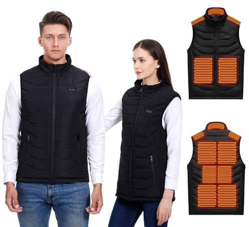 Gilet Chauffant Homme Femme avec 10000mAh Batterie Incluse, Veste Chauffante Homme avec 3 Températures Réglables pour Ski Moto Chasse Randonnée la pêche
