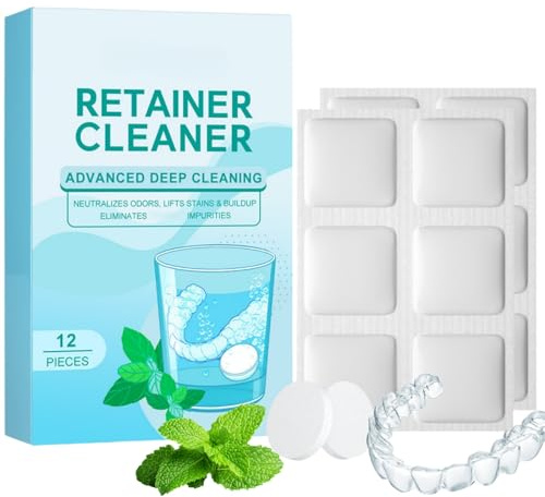 Retainer Cleaner Tablets,Denture Cleaning Tablets, Removes Stains & Odours, Freshens Aligners,Stain Fre/e, Gentle Teeth Aligner Cleaner Tablets - Fresh,No After Taste Mouth Guard Cleaner - Easy to Use