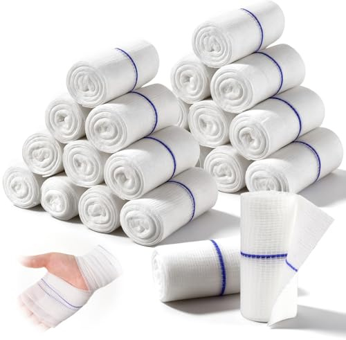 Gauze Bandage Rolls 24 Pack for Dressing All Types of Wounds Individually 3in x 4.1yd Breathable Conforming Stretch Gauze Wrap