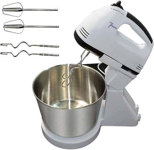 Electric Stand Mixers With 2L Bowl 5 Speed Automatic Hand Mixers Whisk Hand For Baking Food Mixer Handheld Flour Bread Egg Whisk Mixer With Stainless Steel Bowl 250W