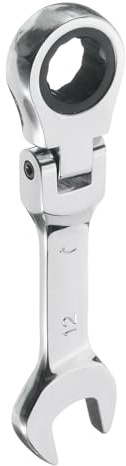 QUARKZMAN Chiave Combinata A Cricchetto Con Testa Flessibile 12mm Metrica 72 Denti Acciaio CR-V Cromatura Lucidata Estremità Aperta Chiave A Cricchetto Ingranaggio Per Dadi Bulloni Elementi