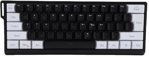Fockety Tastiera Cablata, Tastiera per Computer Compatta Retroilluminata RGB a 61 Tasti con Tasti Ergonomici e Illuminazione Multicolore, per Vittorie IOS Gaming Work (bianco)