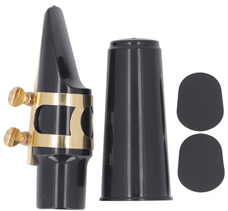 Fafeicy Kit d'embout de Saxophone Alto Sax, Ensemble Complet équipé d'un Matériau ABS avec Boucle en Métal pour Débutants et étudiants, Couvercle Noir pour la Protection, Saxophone