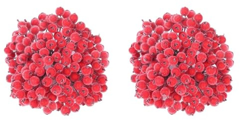 Uikdjgu 640 Bacche di Agrifoglio Rosso Smerigliato Artificiale Mini Fiore di Bacche di Frutta di Natale per la Decorazione 'Albero di Natale Ghirlande