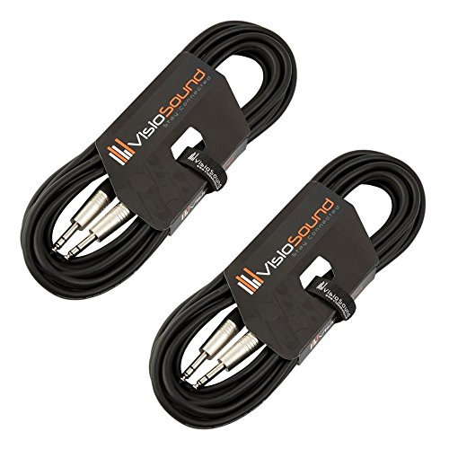 VisioSound 2 x 6.35mm 1/4 Stereo TRS Jack Lead/Balanced Signal Audio Patch Cable / 2 Pack 6m Black/Black