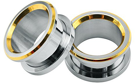 ZeSen Jewelry 316L Edelstahl Gold Abgeschrägte Kante Flesh Ohr Tunnel Plug Gauges Ohrlehren Expander Körperschmuck