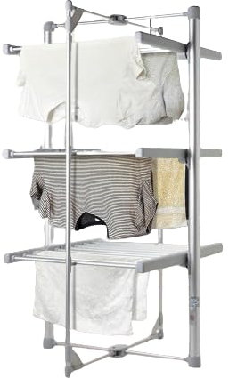 3 Tier Electric Clothes Airer - Deluxe Folding Heated Clothes Dryer | 220w Energy-efficient 24 Rails, 111cm Indoor Rack - Lightweight & Foldable, Space Saving, Fast Drying, Portable