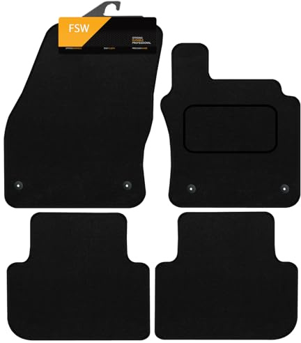 FSW - Car Floor Mats Fits Volkswagen Tiguan 2016-2024 - Black Carpet - Anti Slip Mat - Non Slip Car Floor Mat, Fitted With Clips & Granulated Backing - 4 Pc Floor Mat Only
