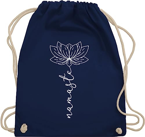 Turnbeutel Rucksack - und Wellness Geschenk - Namaste Lotusblüte Yoga Chakra - Unisize - Navy Blau - welness geschenke meditation joga stoffrucksack yoga-tasche spirituelle blume sportbeutel flower