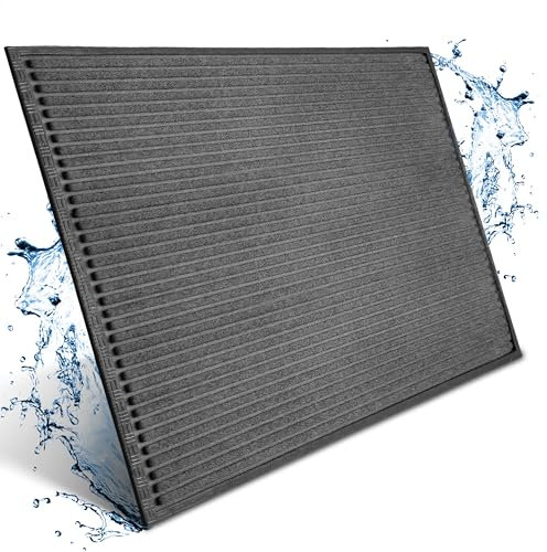 Bodenständig Fußmatte außen - extrem rutschfest & langlebig - Fußabtreter außenbereich grau 80x120cm - Türmatte in Perfekter Größe für die Haustür - Fussmatte aussen - Türvorleger gestreift