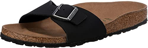 BIRKENSTOCK Damen Madrid Earthy Black Veg, Birkibuc FLIP Flops, Schwarz, 40 EU