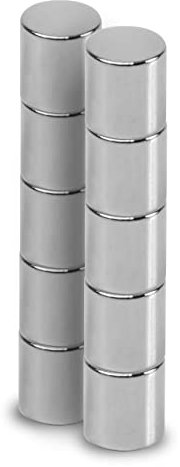 Maul Neodymmagnet Ø 5 x 5 mm 10-Pack, Magneter För Mångsidig Användning, Rund Magnet Med Elegant Och Modern Design, Magneter Starka För Magnetkort, Magnetband, Silver