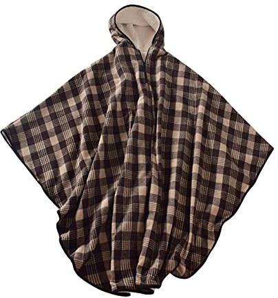 Oshhni Rollstuhl-Poncho Warme, weiche Kapuze, Bequeme kuschelig-Regenmantel-Fleece-Decke für ältere Patienten Universalgröße Beinschutz im Freien