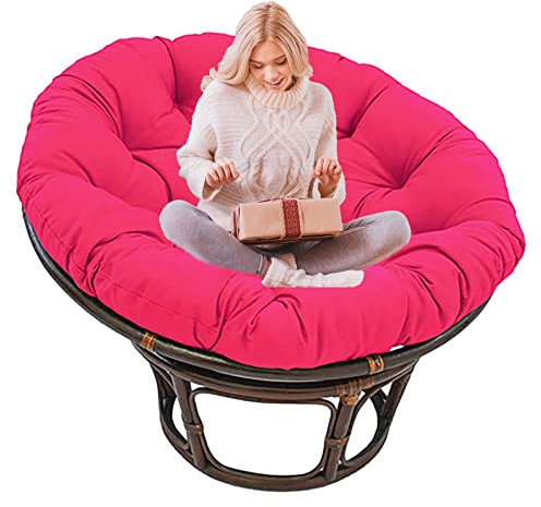 SRHWBF Papasan Sitzkissen Papasan Stuhlkissen Papasansessel Kissen mit Krawatten für Garten Camping extra großes bequemes Sitzkissen (NUR Kissen) (Rose Ø140cm/55.1 in)