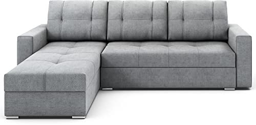 Grekpol- Ecksofa mit Schlaffunktion Couchgarnitur Eckcouch Sofa Sofagarnitur Bettsofa L-Form Couch Schlafsofa Stoff Lars - FARO (Grau (Lars 90), Universal)