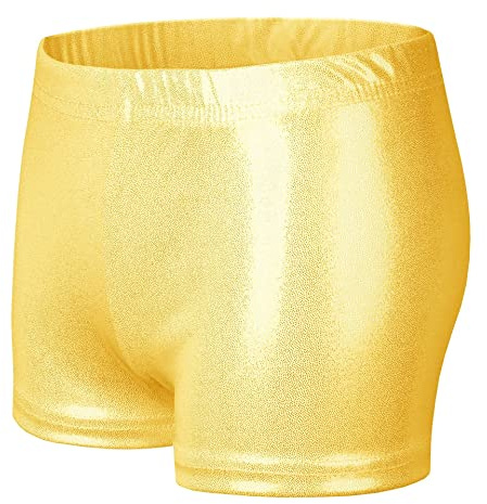 NewL Bambini Ragazza Elastico in Vita Lucido Metallico Balletto Danza Shorts Bottoms per Sport Yoga Ginnastica Allenamento