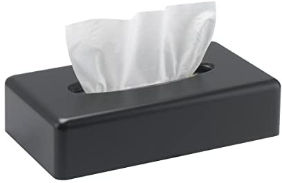 Y-in Hand Tissue Box Cover, Rectangular Black Wall Mounted Facial Paper Holder Dispenser, Prefert for Storage on Bathroom Vanity, Kitchen, Night Stand, Countertops Office and Car.