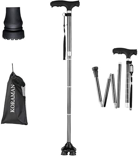 Verstellbarer Faltstock mit leichtem, faltbarem Gehstock für Männer, Frauen, verstellbares Gehen mit Tragetasche für Väter, Mütter, Geschenke, Elterngeschenk Decorate