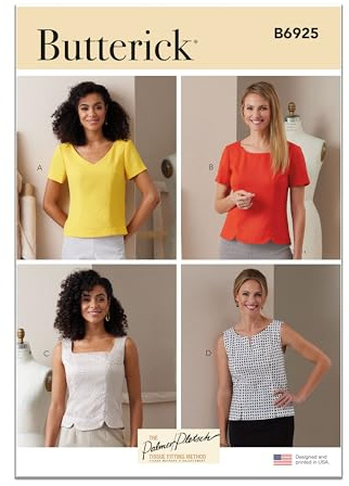 Butterick Palmer/Pletsch Schnittmuster-Set für Damen, halb-taillierte Oberteile, Design-Code B6925, Größen 36-38-40-42-44