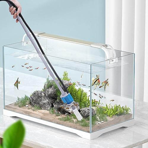 GMSLuu Aquarium Reiniger Kiesreiniger Siphon Kit Automatisches Aquarium Reinigungswerkzeug Elektrischer Abnehmbarer Vakuum-Wasserwechsler für Wasserwechsel Entfernung von Detritus Sandreinigung