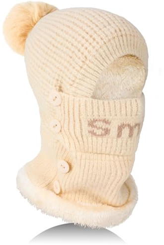 TAGVO Varm stickad mössa för kvinnor, halsvärmare, balaklava mössa, vindtät, skidmask, ansiktsmask för kvinnor, flickor, vinterhalsduk, hatt, huvudvärmare, för snöboardåkning, cykling, vintergåva,