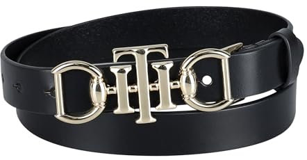 Tommy Hilfiger Damen TH Horsebit Statement Buckle Skinny Fashion Ledergürtel für Jeans, Hosen und Kleider, Schwarz, S