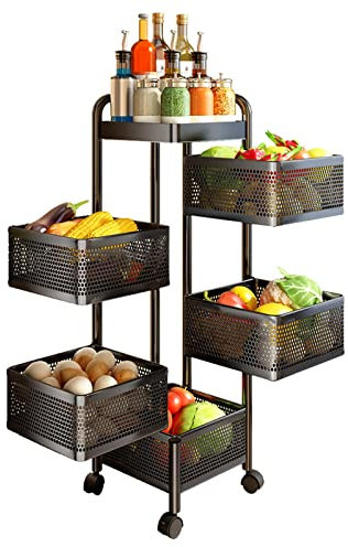 Cesta Cuadrada for Frutas Y Verduras,Cestas De Frutas Con Ruedas, Estantería Giratoria for Verduras De Cocina, Cesta De Fruta Y Verduras Fruteros De Cocina Modernos estante para frutas y verduras
