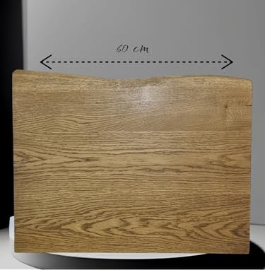 Generisch Waschtisch Platte 60 cm lang Holzplatte massiv Holz Aufsatzbecken Waschbecken Naturkante Eiche DUNKEL Neu