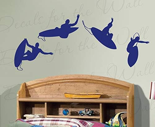 Rakelfix Viermal Surfer beim surfen je 30 cm Aufkleber Sticker Autoaufkleber Wandtattoo Surf Kite Surfen Wassersport Fun Sea