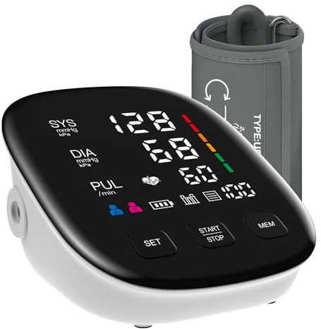 Blood Pressure Monitor, Automatic Upper Arm Blood Pressure Monitors for Home Use with Digital LED Display, Adjustable Blood Pressure Cuff 9-17'' with 2×199 Sets Memory (White)