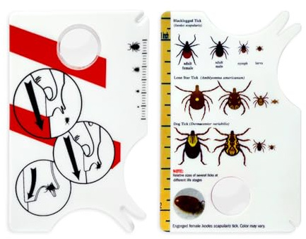 USHXVG Pack of 2 Tick Cards, Tick Catching Card with Magnifying Glass, Pet Tick Catcher, Tick Scale Chart, Pet Tick Catching Tool, Suitable for Removing Ticks on Cats and Dogs