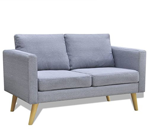 ShCuShan Sofa 2-Sitzer Stoff Kleine Sofas FüR Kleine RäUme Lounge Sofa Outdoor 2 Sitzer Sofa Zweisitzer Hellgrau