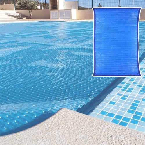 JYHHCYS Rectangular Swimming Pool Insulation Film - Blue Solar Pool Covers Use Sun to Heat Pool Water - Solar Pool Heaters with Wrapping Edge & Grommets for Above Ground Pools(8x8ft/244x244cm)