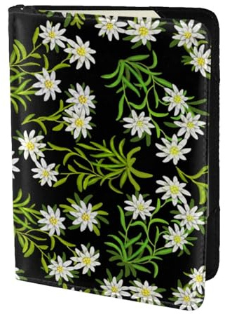 YUNWEIKEJI Schweizer Alpen-Edelweiss-Blume, Reisepasshülle PU Leder Reisebrieftasche Reisepasshülle Reisepasshüllen 5,5 Zoll