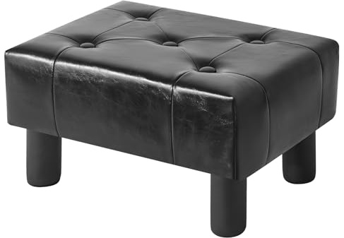YMYNY Kleine Fußbank, Kunstleder Sitzhocker Rechteckiger, Hocker für Wohnzimmer, Pouf Couch Hocker, Ottoman Fußstütze für Eingang 40×30.5×22.5CM Schwarz HBD038B