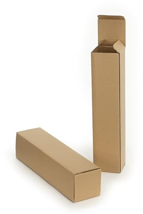 WePack 50 Stück Versandhülsen 360x80x80 mm Versandkarton lang und eckig 1-teilige Design Braun Versandrohr Versandrolle Faltkarton ohne Sperrgutzuschlag