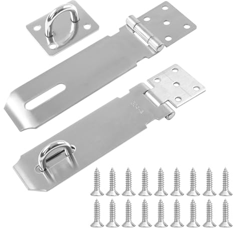 XIATIAN Padlock Hasp 4 Inch, 2 Set Stainless Steel Hasp and Staple (Silver) | Heavy Duty Hasp and Staple Door Locks Gate Clasp Security Hasp with Screws, for Windows Cabinet Shed Garage Bedroom Door Lock