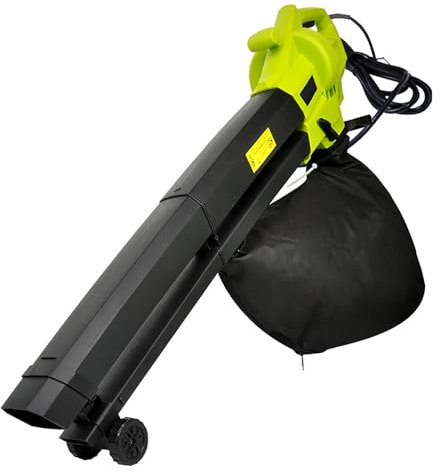 FfiMe Soffiatore e Aspirafoglie Moderno, Soffiatore da 3000W con Sacco di Raccolta da 40L, Cavo da 5m, Ruote e Cinghie per Rimuovere Foglie, Detriti e Rifiuti da Giardini, Terrazze