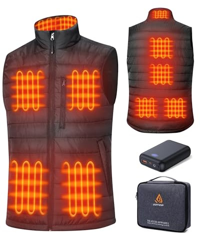 GOTOBI Chaleco Calefactable Hombre con Bateria de 16000mAh - 9 Zonas de Calefactable y 3 Temperaturas Ajustables,Termico Calefactable para Actividades al Aire Libre,Negro,XXL