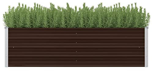 qohoio Lit surélevé de Jardin Marron 160x40x45 cm Acier galvanisé Bordure Pierre,Kit Gabion,Gabion Jardiniere