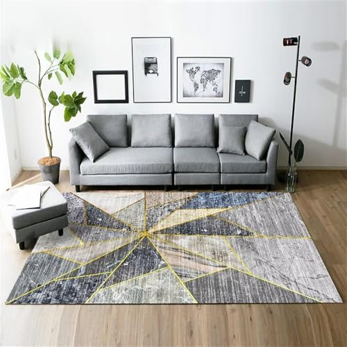 RUGMRZ Wohnzimmer Teppich Geometrisches, Modernes, Rutschfestes Wohnzimmer-Sofa, Schmutzabweisend, Dekorativ, Kurzer Flor Kinder Teppich Mädchen Grau Flokati Teppich Läufer Teppich Wohnzimmer Teppich