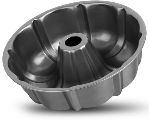 Homikit Non-Stick Fluted Cake Tin, 10 Inch Carbon Steel Ring Cake Pan Round Baking Mould, Non-Toxic & Sturdy, Leak-Proof & Easy Release, Easy Clean - Grey