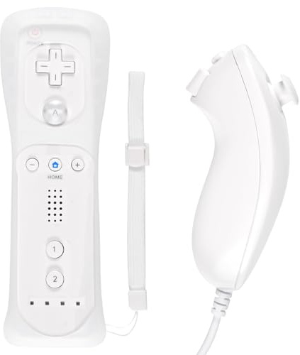 Funmo Controller für Wii Remote Plus Controller -Wi-i- Fernbedienung mit Motion Plus und W-ii-Nunchuck Con-troller W-ii Kontroller W-ii Vernbedinung Ersatz für Wii/WiiU (A)