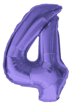 Oblique Unique Ballon gonflable en aluminium en forme de chiffre 4 pour enfants, anniversaire, jubilé, nouvel an, fête, décoration - Violet