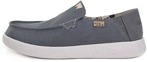Kickback Barbeach Men’s Canvas & Linen Slip On Loafers - Casual Summer Shoes with Anti Slip Sole for Travel, Beach and Everyday Wear