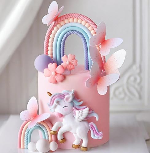 Pony Unicorn Cake Decoration Pony Rainbow Cake Topper Unicorn Party Favors | Rainbow Birthday Decoration Birthday Cake Decoration for Girl