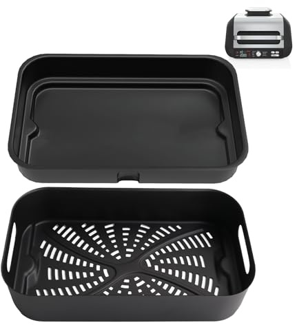 Grill Cooking Pot and Combo Crisper Basket for Ninja Foodi FG551 DG551 DG651 Series Grill, Air Frying Griddle Plate/Basket for Ninja Foodi Smart XL Indoor Grill Accessories | Non-Stick Air Frying Pot and Basket for Ninja Foodi Smart XL Indoor Grill Accessories