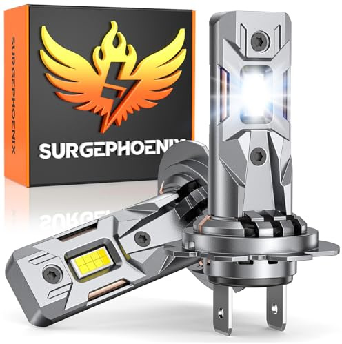 Surgephoenix H7 Light Bulbs, 50000LM Super Brighter, 1:1 Mini Size,6500K Cool White Tail Light Covers H7 Fog Light Bulbs or Off Road Light Pack of 2